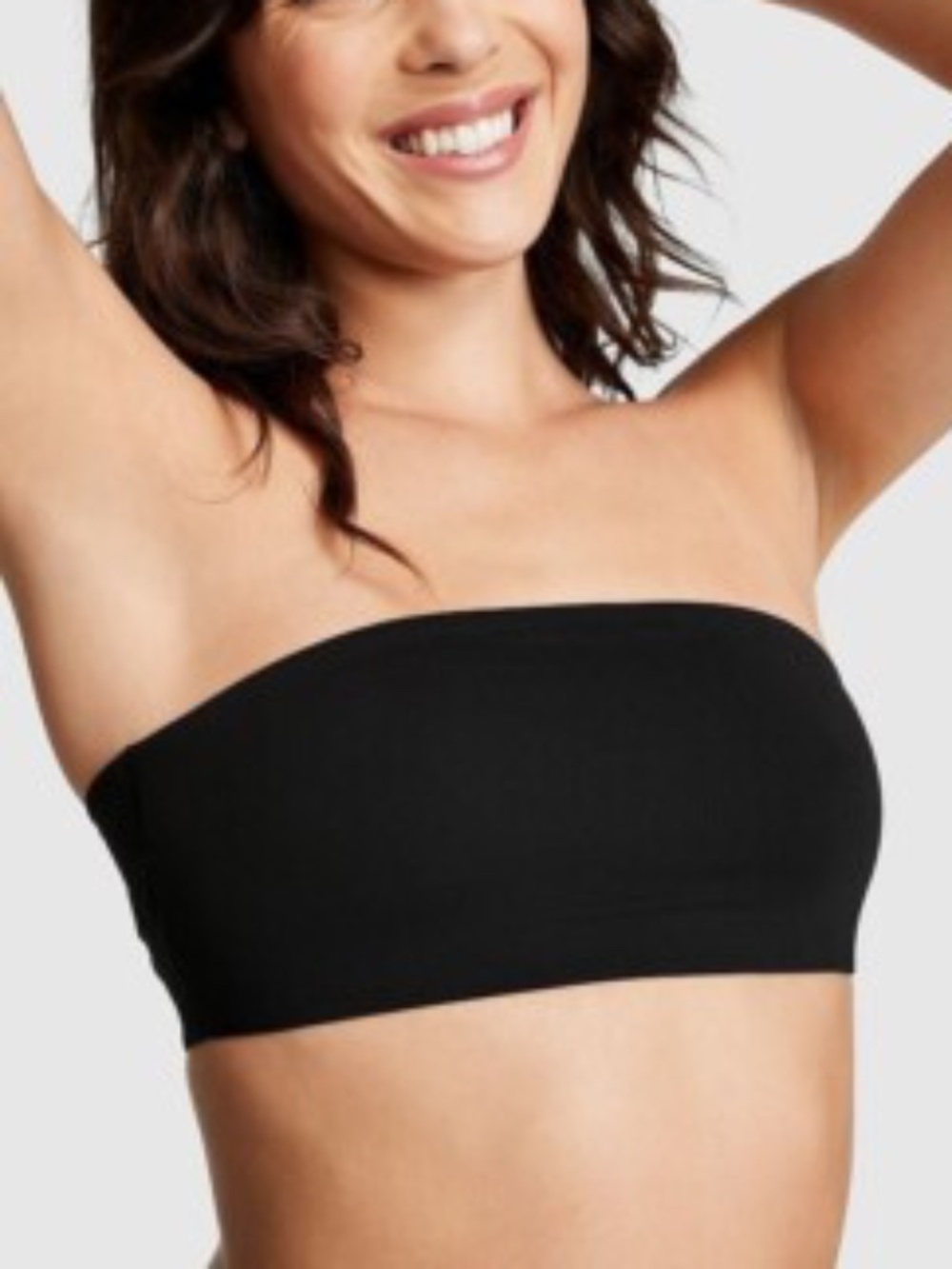 VS Pink Black Bandeau Strapless Bra